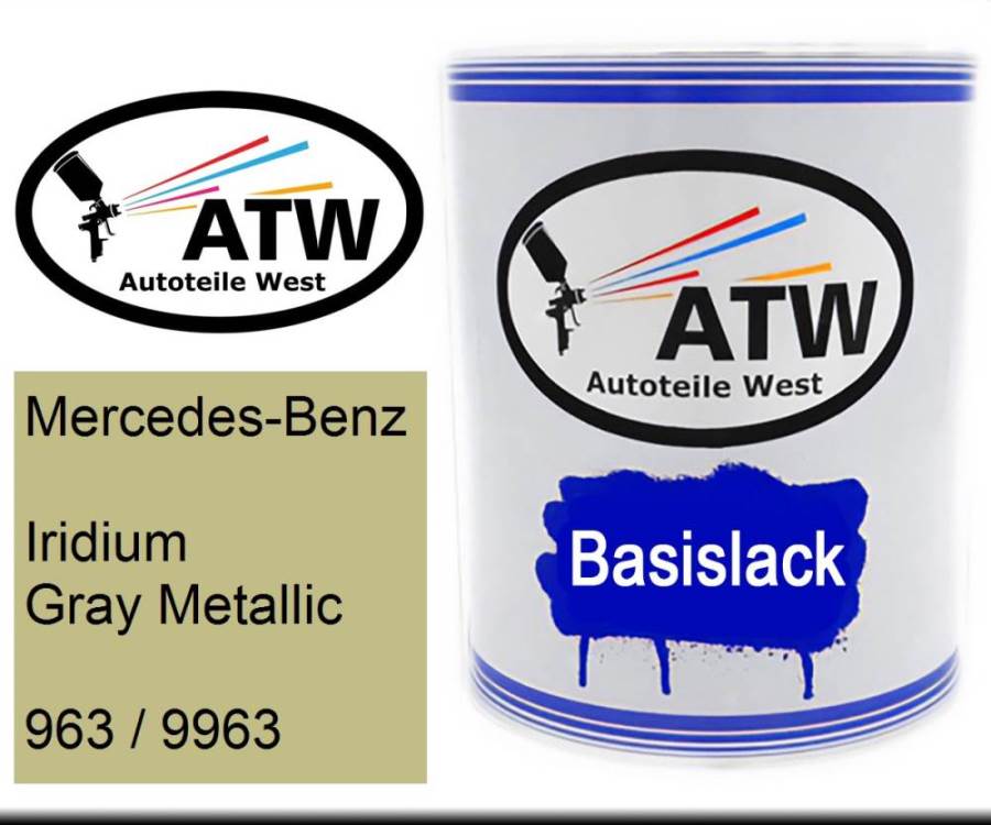 Mercedes-Benz, Iridium Gray Metallic, 963 / 9963: 1L Lackdose, von ATW Autoteile West.